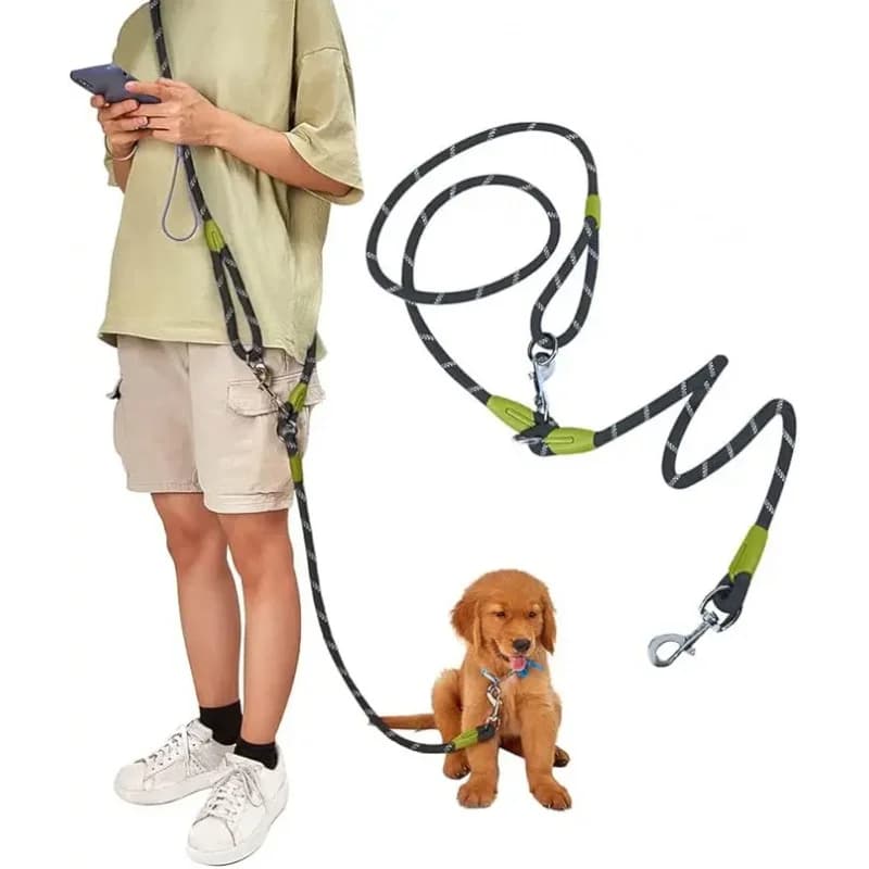 Guinzaglio per Cani a Mani Libere 2M, Multifunzione, Regolabile, Riflettente, Anti-smarrimento, per Corsa, Passeggio e Addestramento