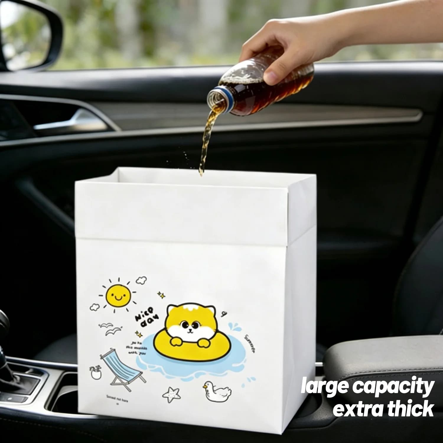 1 Rotolo da 20 Sacchi per Rifiuti Auto Autoportanti, Contenitore per Spazzatura Resistente e Impermeabile per Interni Veicoli