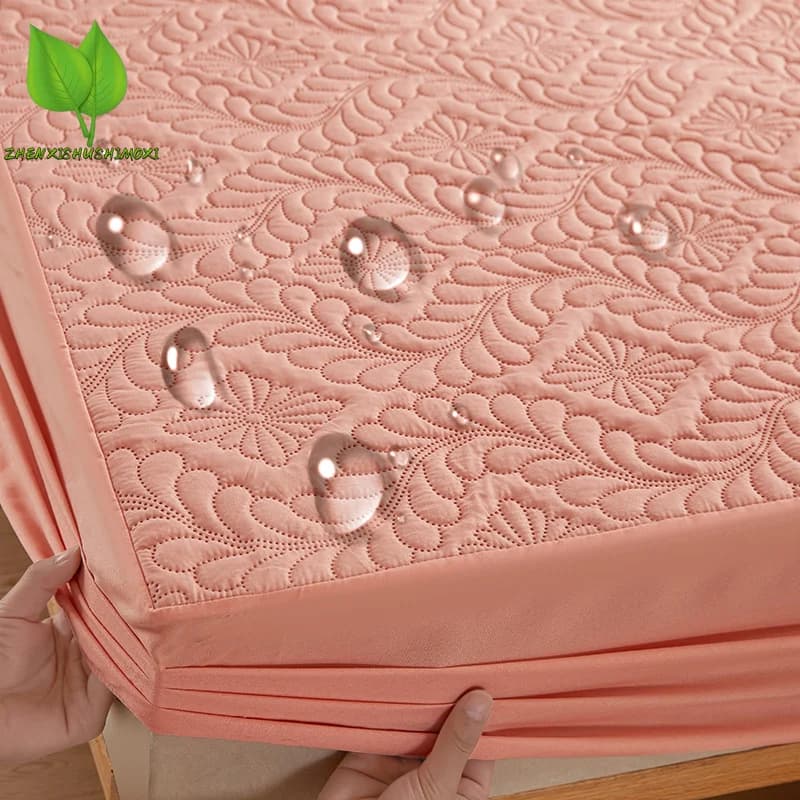Waterproof Fitted Sheet Breathable Antibacterial Mattress Protector Cover with Elastic Band Machine Washable Quilted 90/120cm