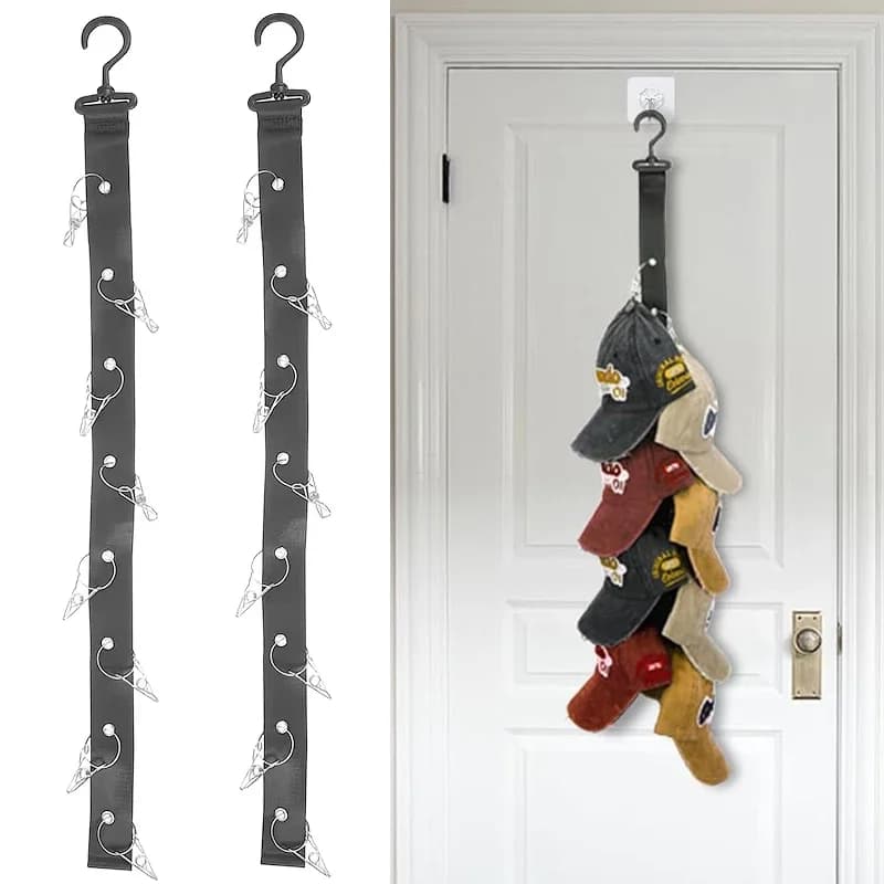 Porta cappelli per berretti da baseball Organizer Porta cappelli per gancio per armadio, parete e porta, clip in acciaio inossidabile per riporre cappelli da appendere