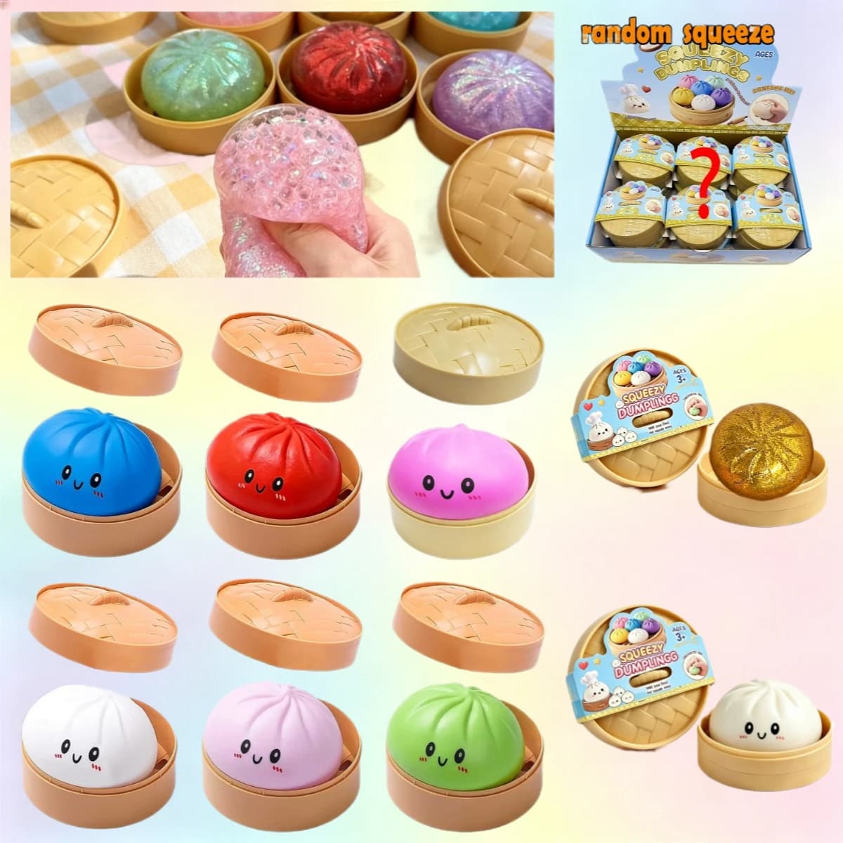 Simulation Flash Dumpling Stress Relief Ball - Sparkling Soft Decompression Toy for Adult Home Decor Mini Blind Box Gift