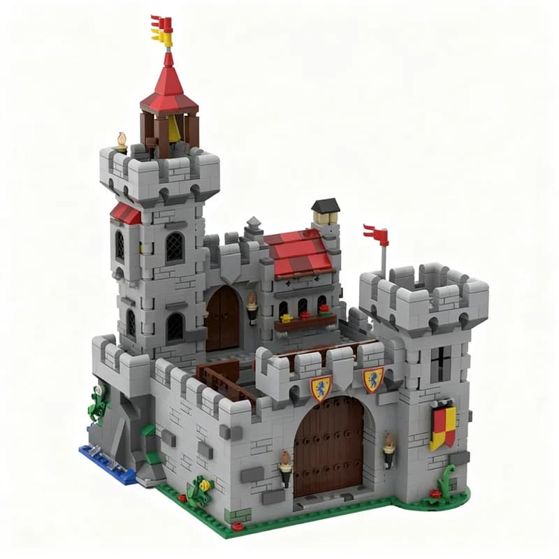 Nuovo Modello MOC 1516 Castello Medievale Europeo con Vista sulla Strada, Kit Creativo Fai-da-Te, Giocattolo per Bambini, Puzzle da Assemblare, Regalo di Compleanno