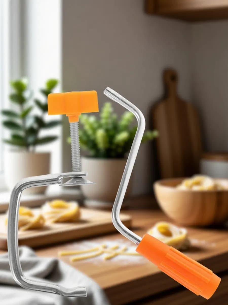 1Set Pasta Maker Accessory Holding Clip and Handle Set for Manual Noodle Machine Sturdy Metal Clamp Quick Easy Installation