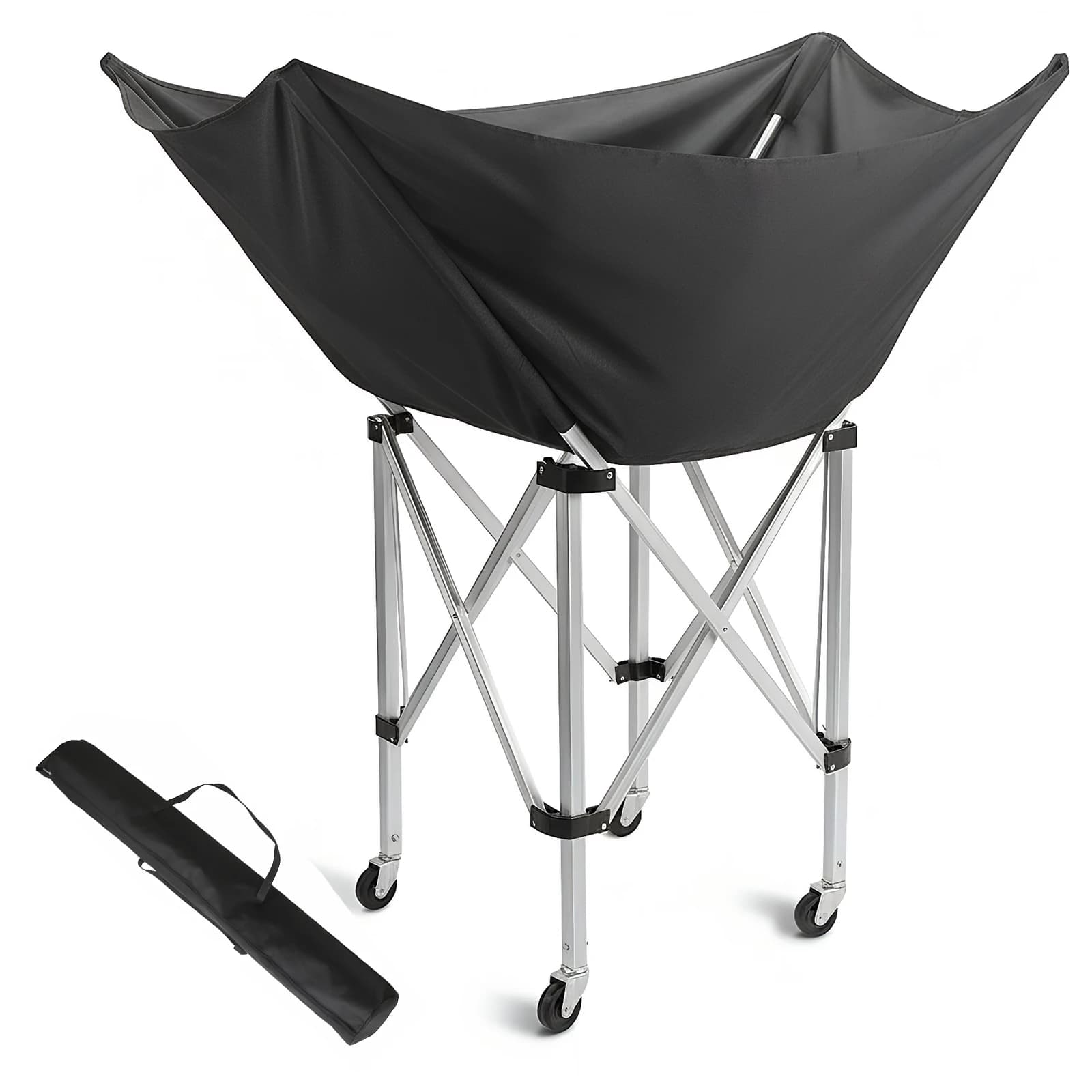 Carrello Pieghevole per Palloni da Pallavolo con Ruote, Portatile, con Borsa per il Trasporto, per Garage o Palestra