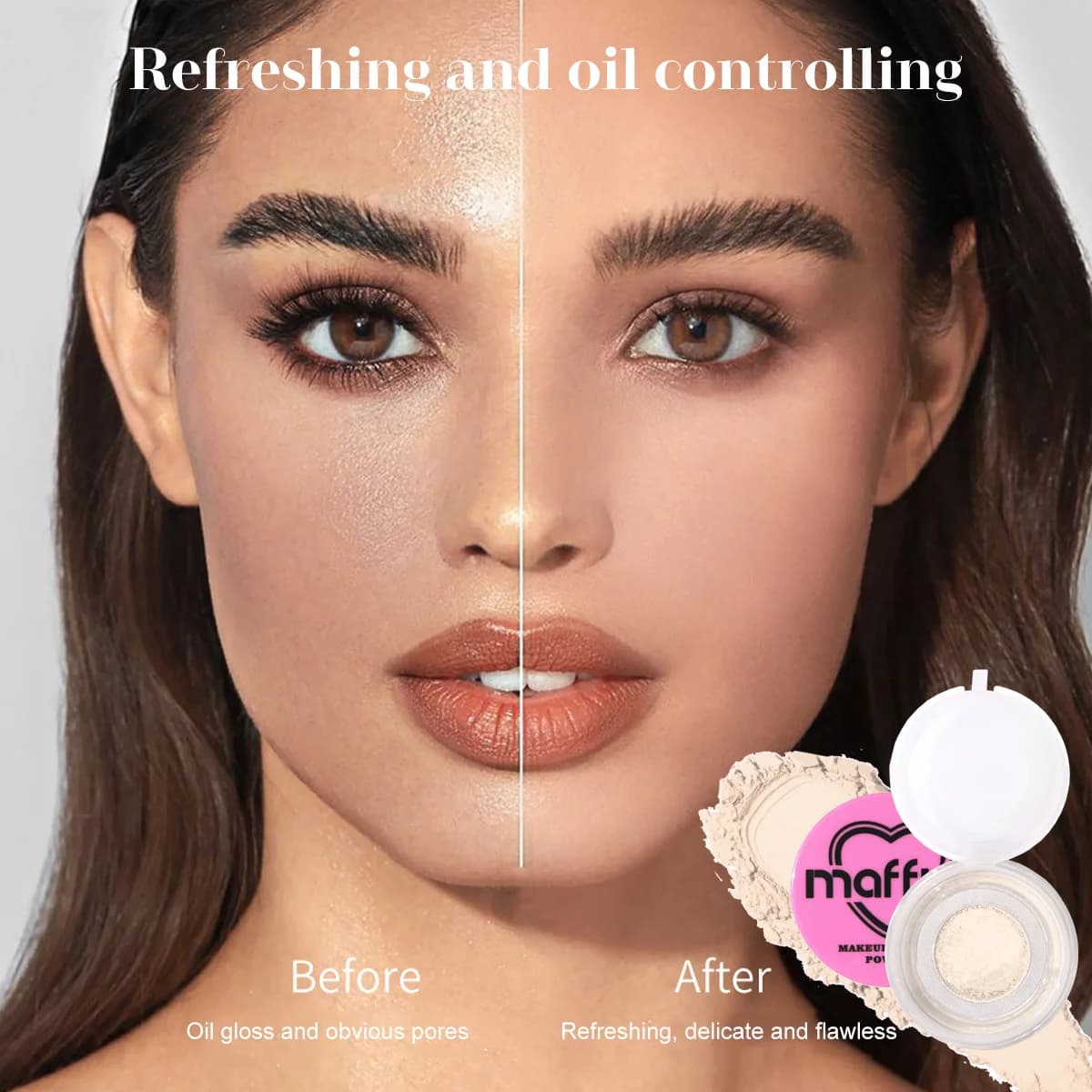 Fixing powder, oil control, waterproof, sweat resistant, without makeup removal, brightening, concealer for invisible pores, face makeup