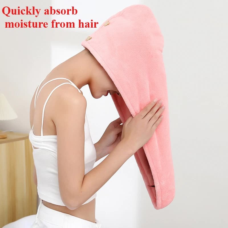 1pc Women Quickly Dry Hair Hat Soft Microfiber Super Absorbent Towels Shower Head Bath Hats for Lady Turban Head Girls Towel For Hair