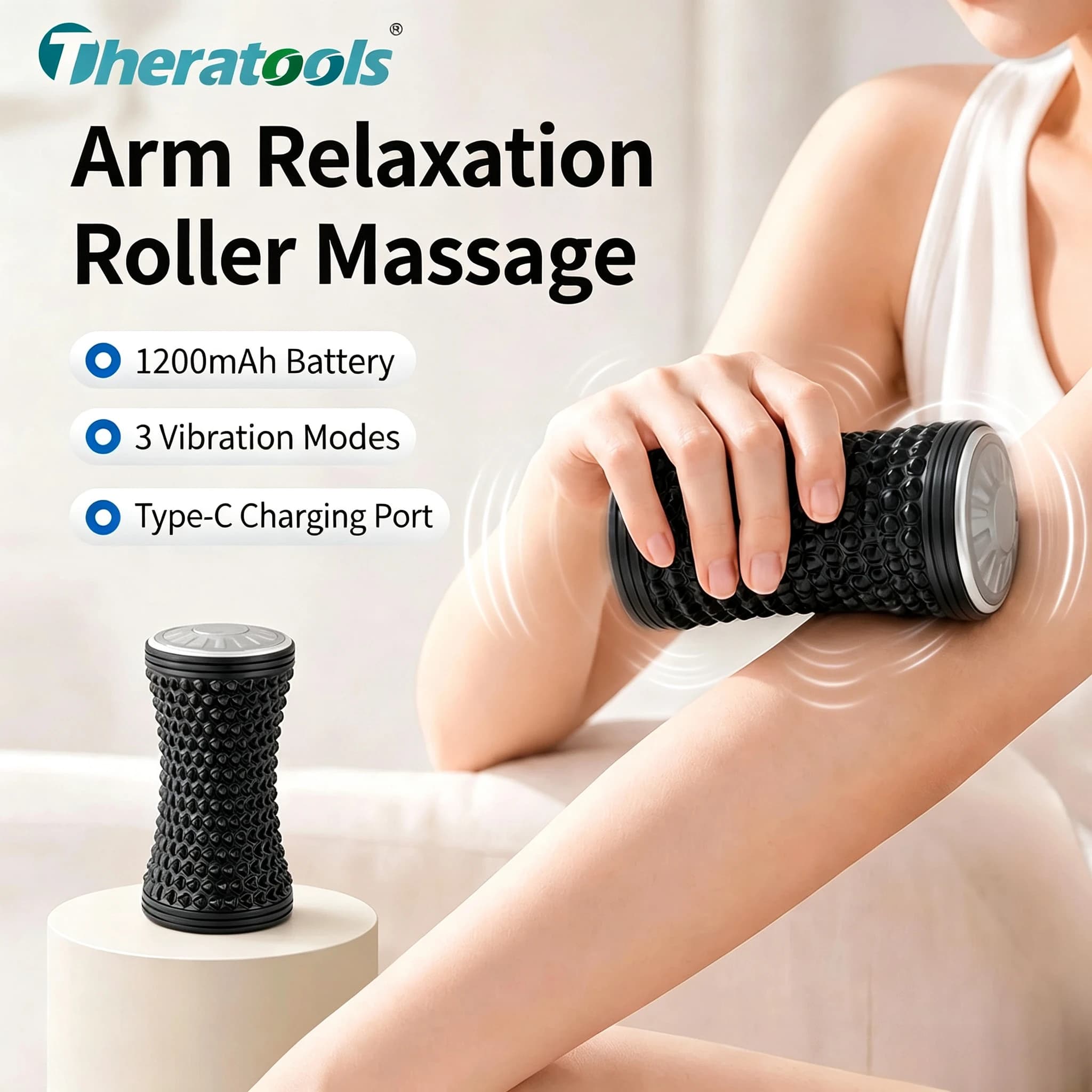 Electric Foam Roller for Muscle Relaxation, Portable Massage Stick for Arms, Legs & Calves, Deep Tissue Fascia Release