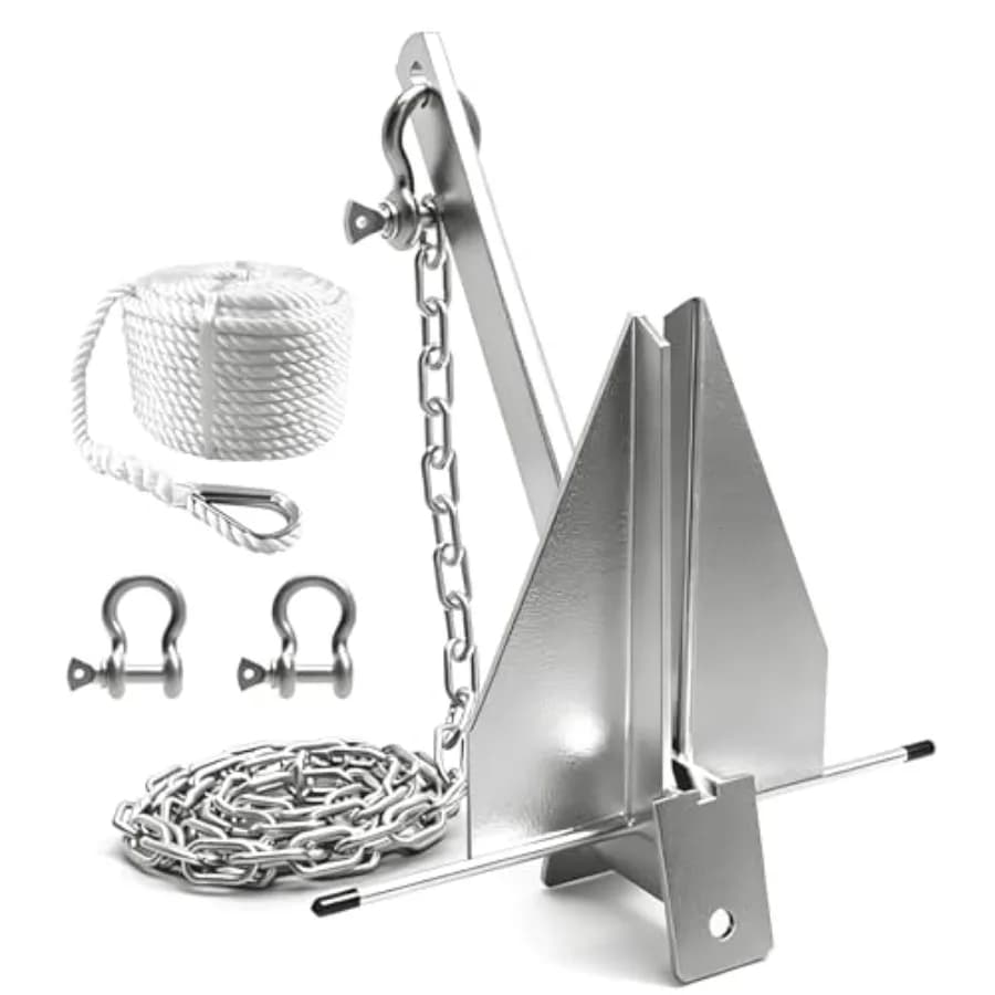 Kit Ancoraggio per Barche/8. Kit Ancoraggio con Catena, Corda e Grillo, Kit Ancoraggio per Barche Pontoon da 8-16/12-22 Piedi, Barche Piccole, Pesca
