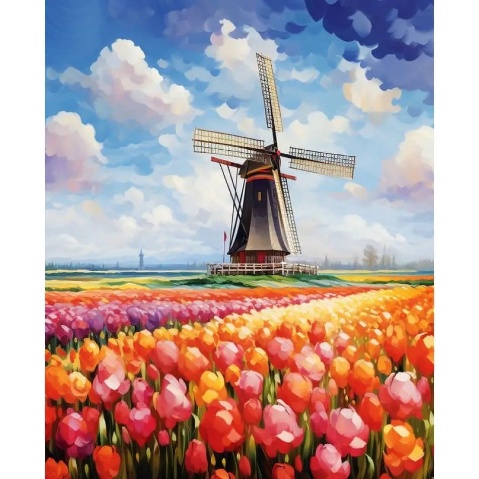 RUOPOTY Windmill Diamond Painting Wall Decor Diamond Embroidery Landscape Full Round Crafts Gift Home Decoration Diy Making Kits