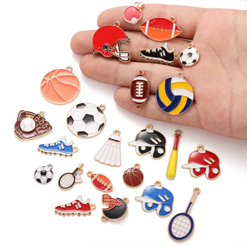 23/15 pz/pack Sports Balls Theme Disposable Pendants and Multi-Style Alloy Pendants Basketball Volleyball Pendants for FAI Jewels by TE Gifts
