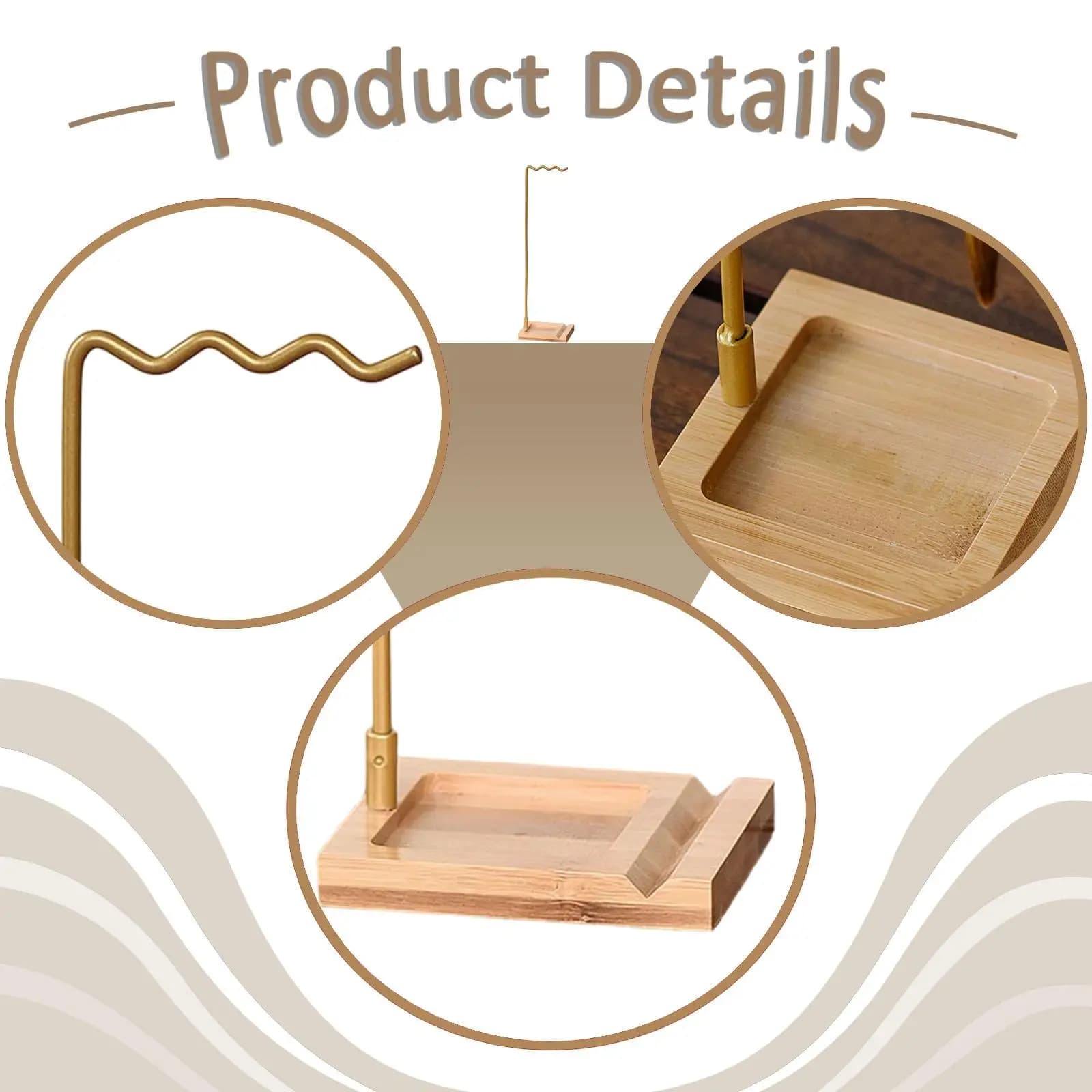 Wind Chime Stand with Wood Base Support for Hanging Pendant Flower Pots Home