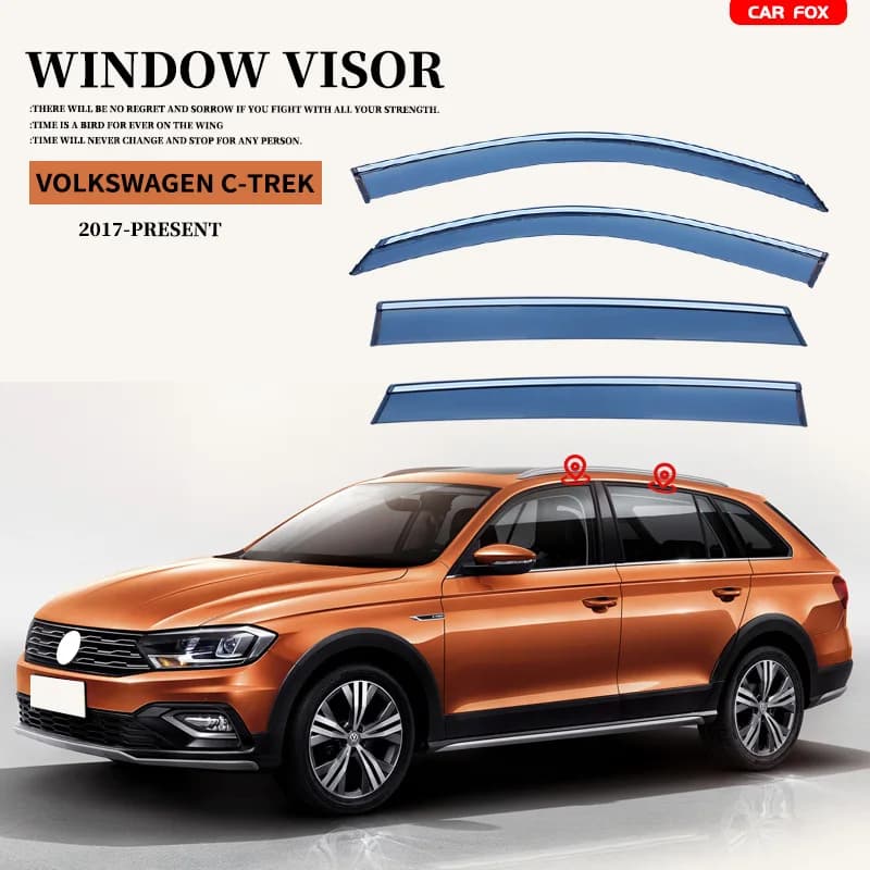 Per Volkswagen Bora-C-TREK 2017: Deflettori Parasole per Finestrini Auto, Protezione da Pioggia e Sole, Accessori Auto