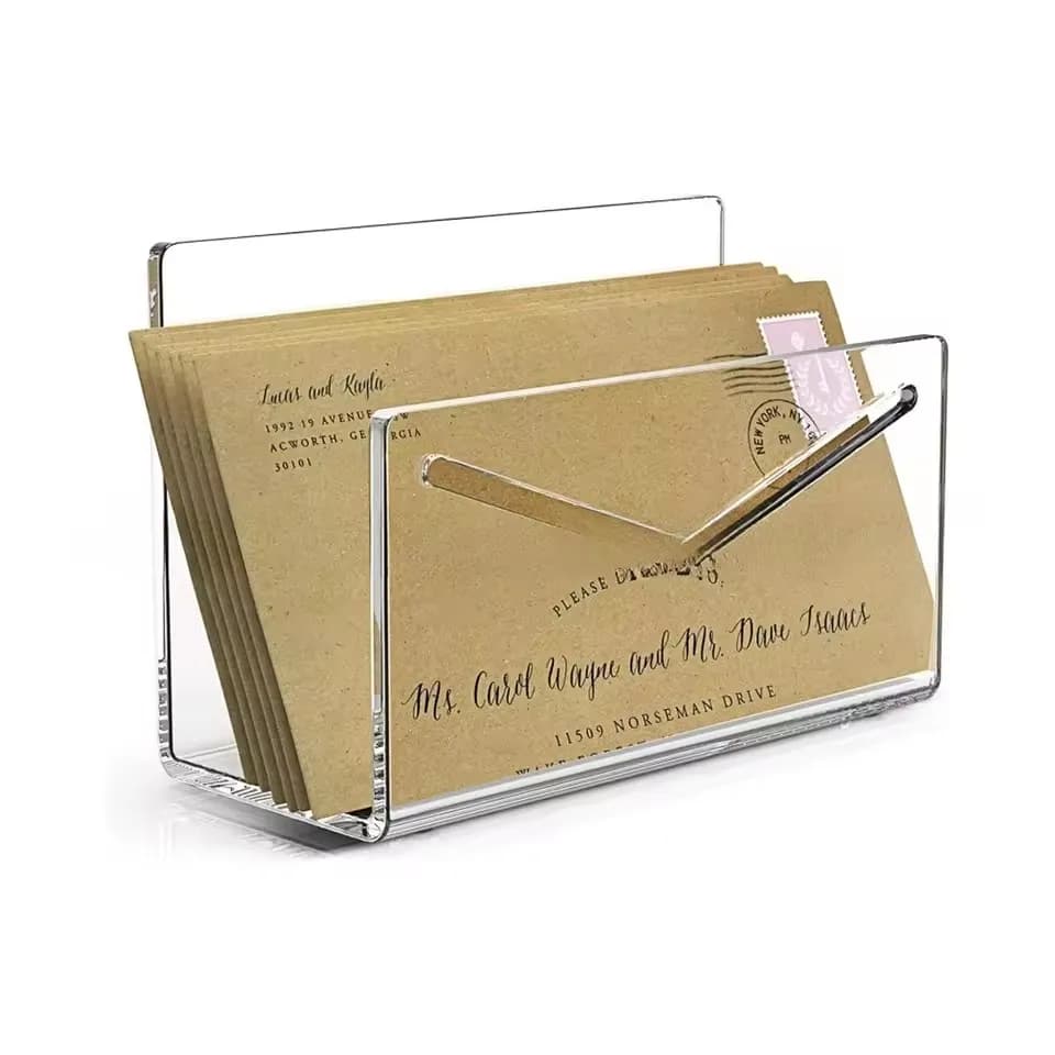 Mail Organizer Acrylic Desk Letter Holder Letter Organizer for Transparent Mail Envelopes for Table File Door Mail Acrylic
