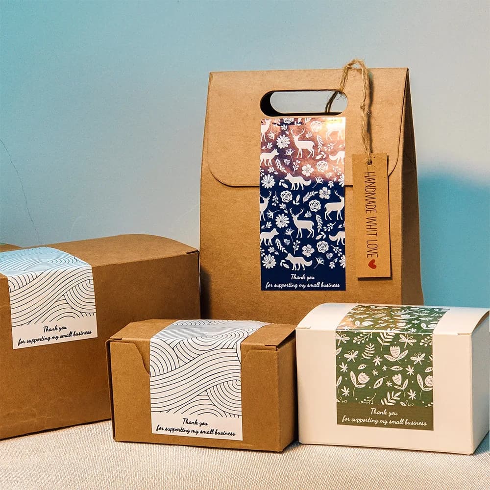 50 pezzi rettangolare grazie saluto adesivo confezione regalo adesivo sigillato etichetta di carta patinata forniture per imballaggio per piccole imprese
