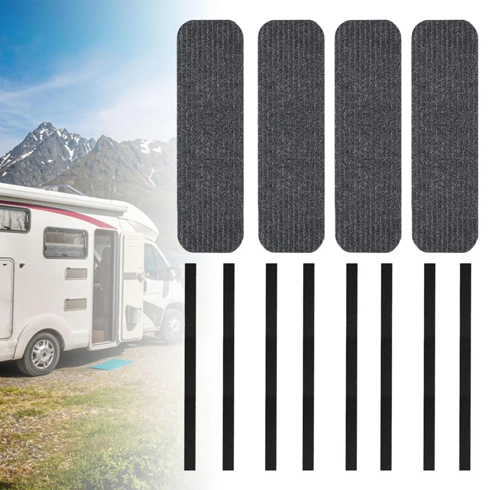 4 Pezzi Copriscalini per Camper, Tappeti per Scale di Rimorchi, Facili da Pulire, Robusti Tappetini per Gradini RV