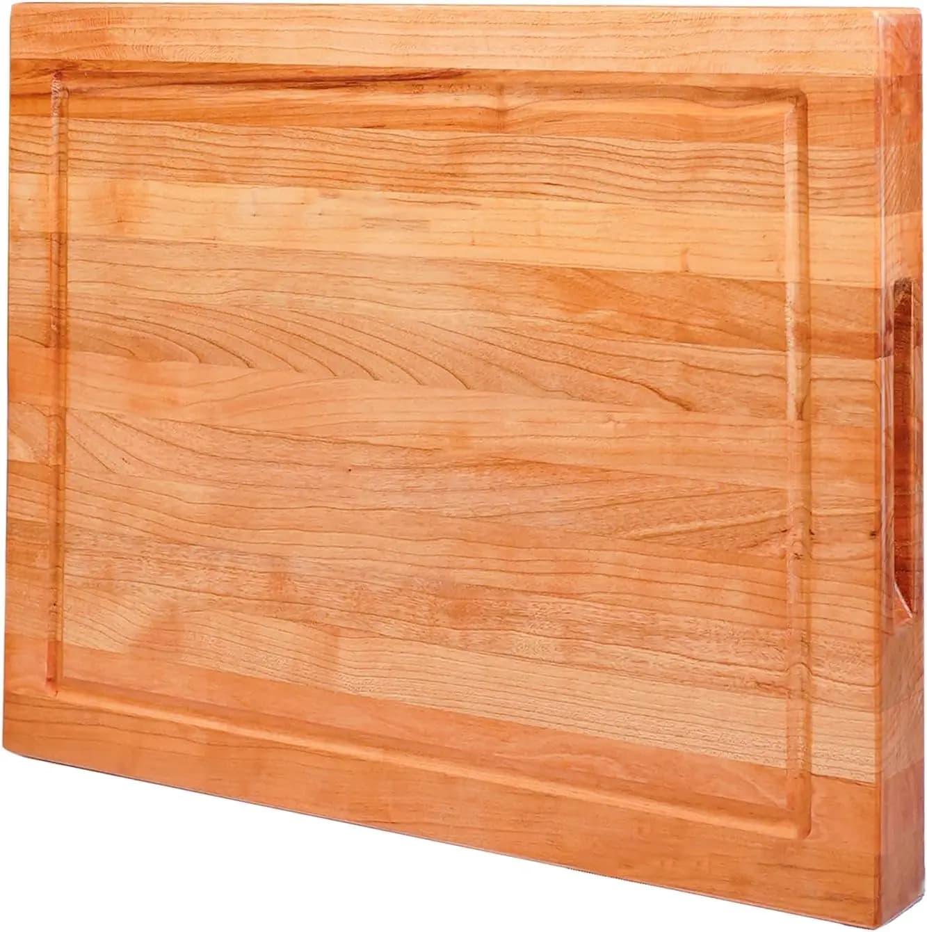 Solid cherry wood cutter for kitchen, hardwood cultivated in the USA, 16 x 12, with invisible inner handle, pretreated