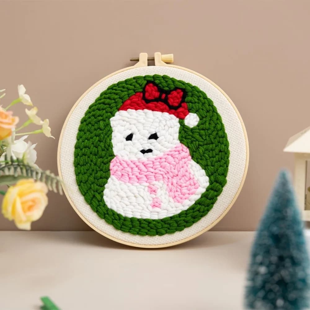 Merry Christmas Punch Needle Kit Beginner Embroidery Set Handmade Yarn Art Punch Needle Embroidery Handmade Art Decor