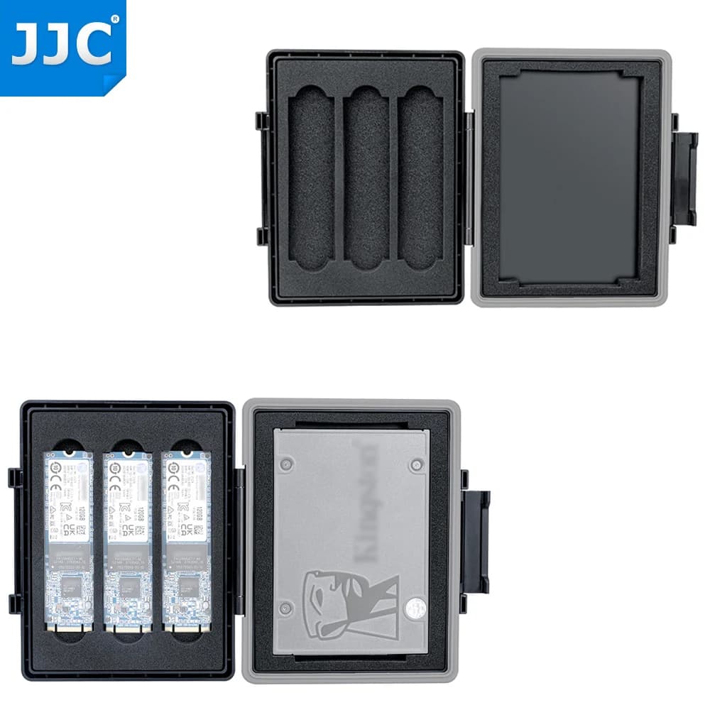 JJC 4 slot Compact SSD Case Storage Box Holder Organizer per 3 M.2 NVME 2280 + 1 2.5 "scatola di protezione interna per unità a stato solido