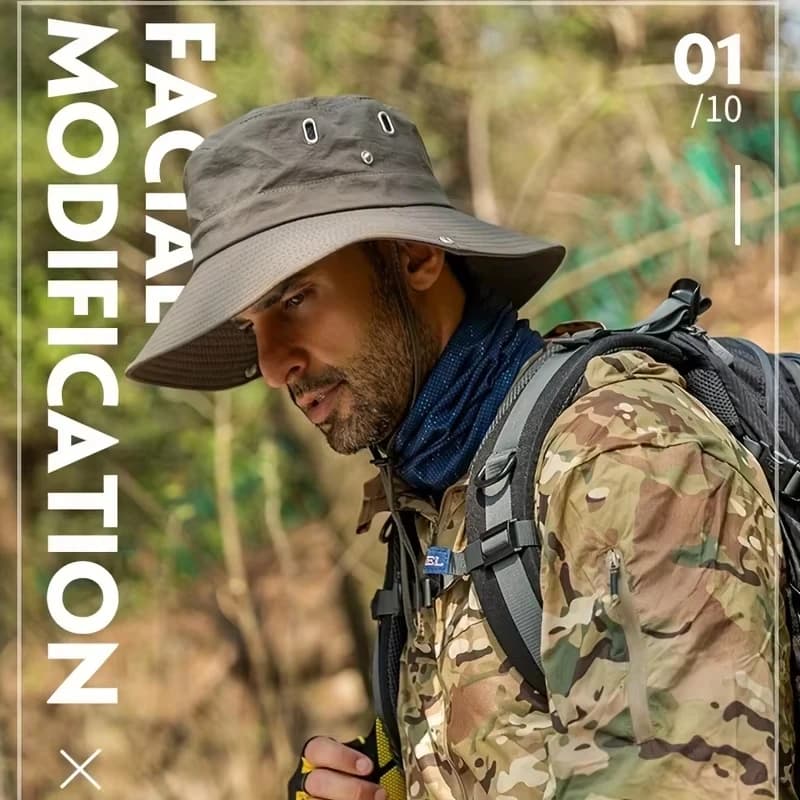 Nuovo Cappello da Sole da Uomo a Tesa Larga - Cappello Safari Impermeabile con Protezione UV per Pesca, Escursionismo, Arrampicata, Esterno Estivo, Oversize