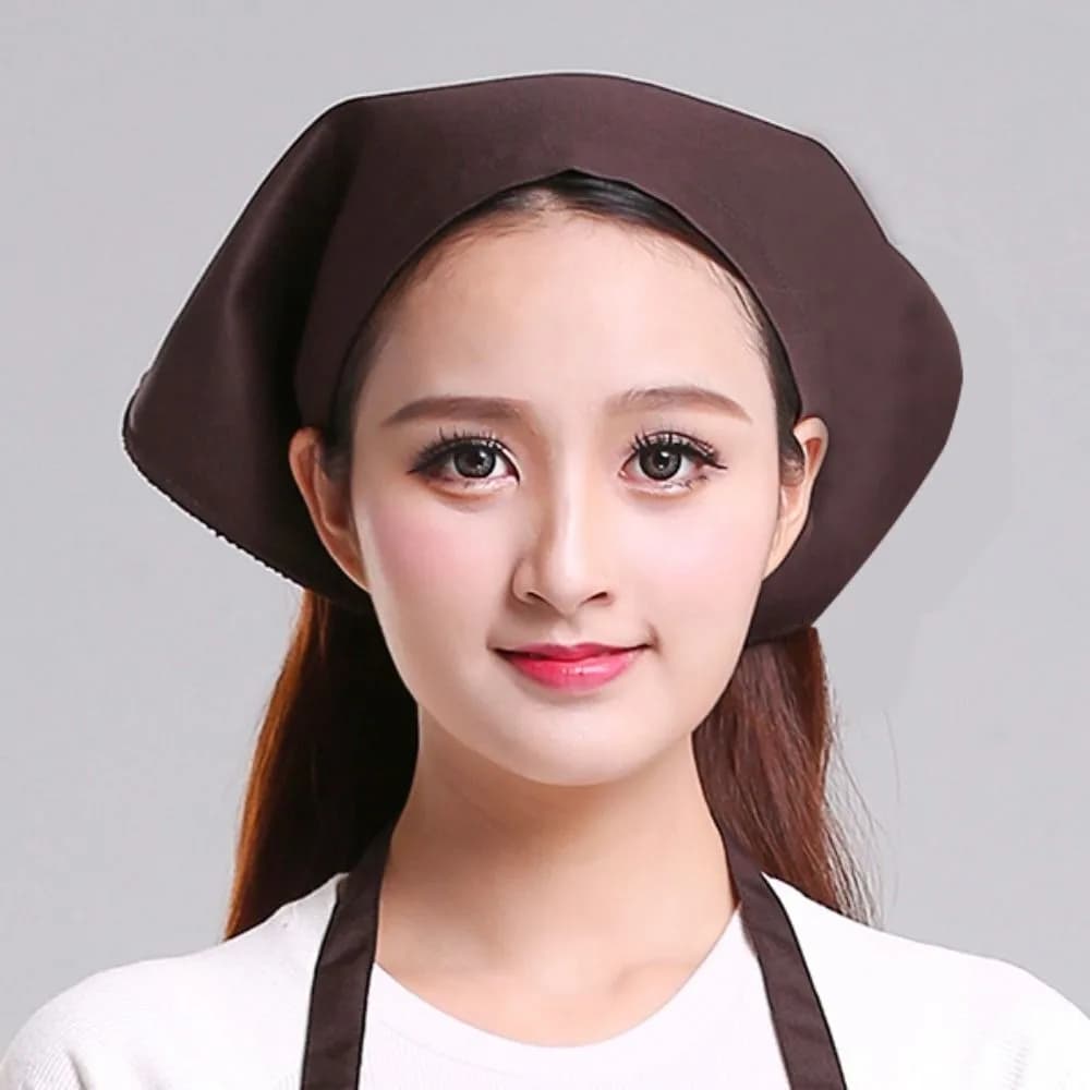 Simple Cotton Triangle Kitchen Work Cap Unisex Solid Color Waitress Hat Adjustable Work Turban Hat Kitchen