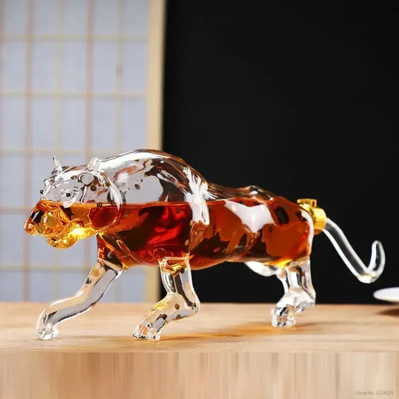 Decanter per Whisky a Forma di Leopardo, Bottiglia in Vetro per Liquori, Scotch, Bourbon, Trasparente, Senza Piombo, Accessorio da Bar, 750ml