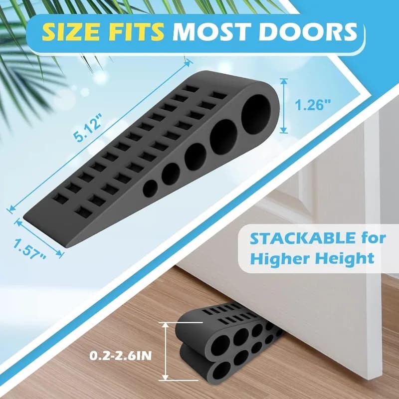 2/4 Pack Rubber Door Stoppers with Holder Heavy Duty Wedge for Home Office Garage Fits Carpet Concrete Tile Wood Linoleum Floors door stopper magnetic door stopper under door draft stopper paracolpi porta dodgers