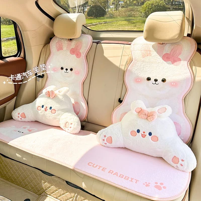 Nuovo simpatico cartone animato coniglietto cuscino per seggiolino auto morbido peluche poggiatesta coprisedile per auto protezione accessori interni caldi invernali