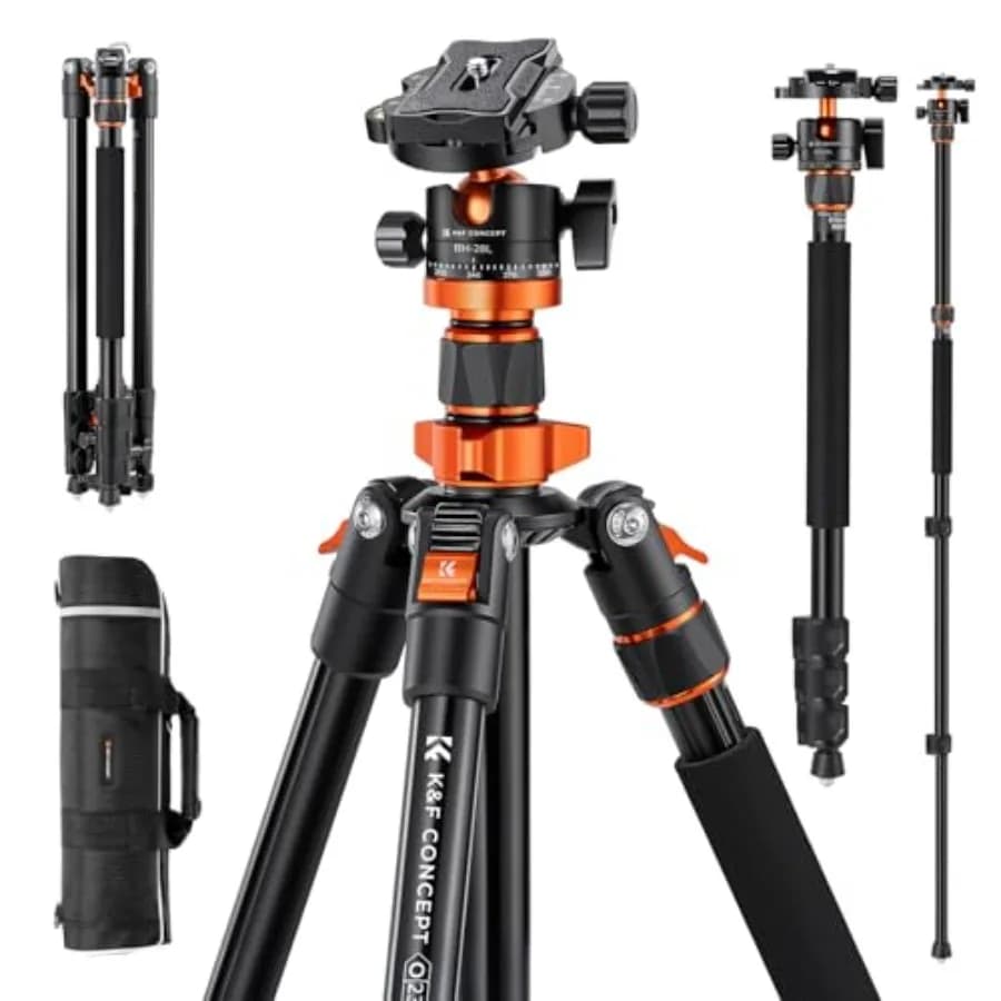 Treppiede per fotocamera in alluminio 78 per DSLR 81, treppiede da viaggio con carico massimo di 22 libbre, treppiede monopiede stabile e resistente per fotografia all'aperto