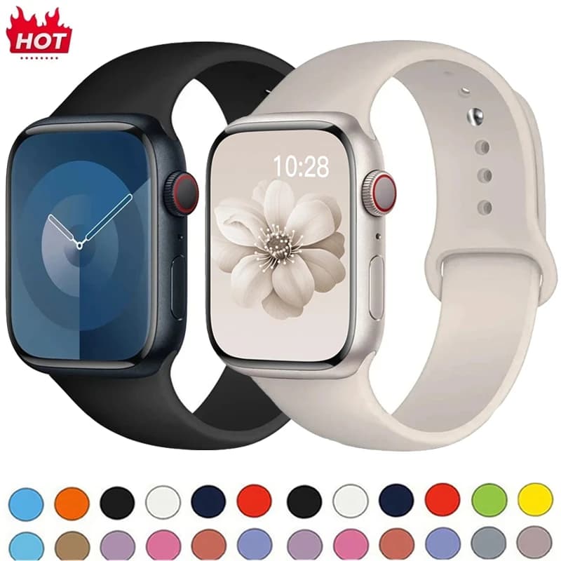 Silicone bracelet for Apple Watch 46mm 44mm 45mm 40mm 41mm 42-38mm 49mm sports bracelet series iwatch 11 10 9 8 7 6 SE Ultra3