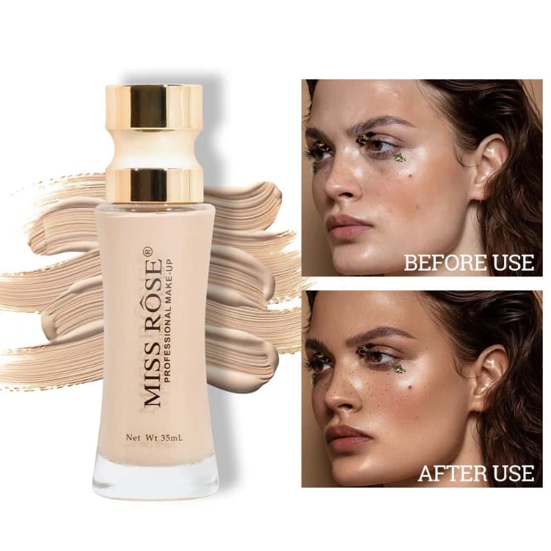 MISS ROSE Liquid Foundation Natural Nude Makeup correttore idratante a lunga durata impermeabile e resistente al sudore