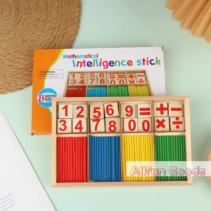 Wooden Math Counting Sticks Set Colorful Number Block Addition Subtraction Learning Toy Montessori Educational Tool For Kid Gift