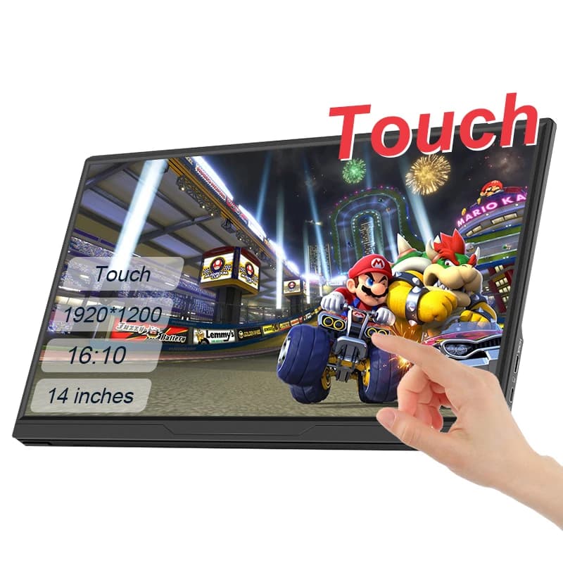 Monitor portatile touch LANLIPU da 14/15.6/16 pollici con pannello IPS, display secondario per telefono, Xbox, Switch, PS4/PS5, estensione dello schermo per laptop.