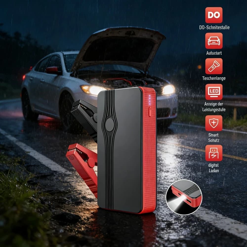Avviatore di Emergenza per Auto 6000mAh, Power Bank a 3 Celle, Avviamento 200A, Picco 300A, Booster Batteria Portatile 12V per Veicoli a Benzina fino a 2.0L