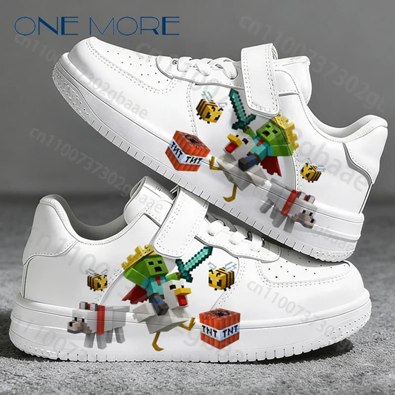 Boys Girls Parent Child Minecrafts Design Print Shoes Man Woman Selection Platform Outdoor Lightweight Sneakers in Stock