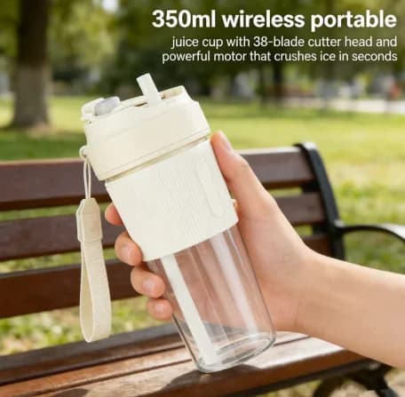 Frullatore Elettrico Portatile da 350ml con 38 Lame, Macchina per Frullati e Latte, Strumento USB per Miscelare Frutta e Latte, Mini Frullatore per Succhi Freschi