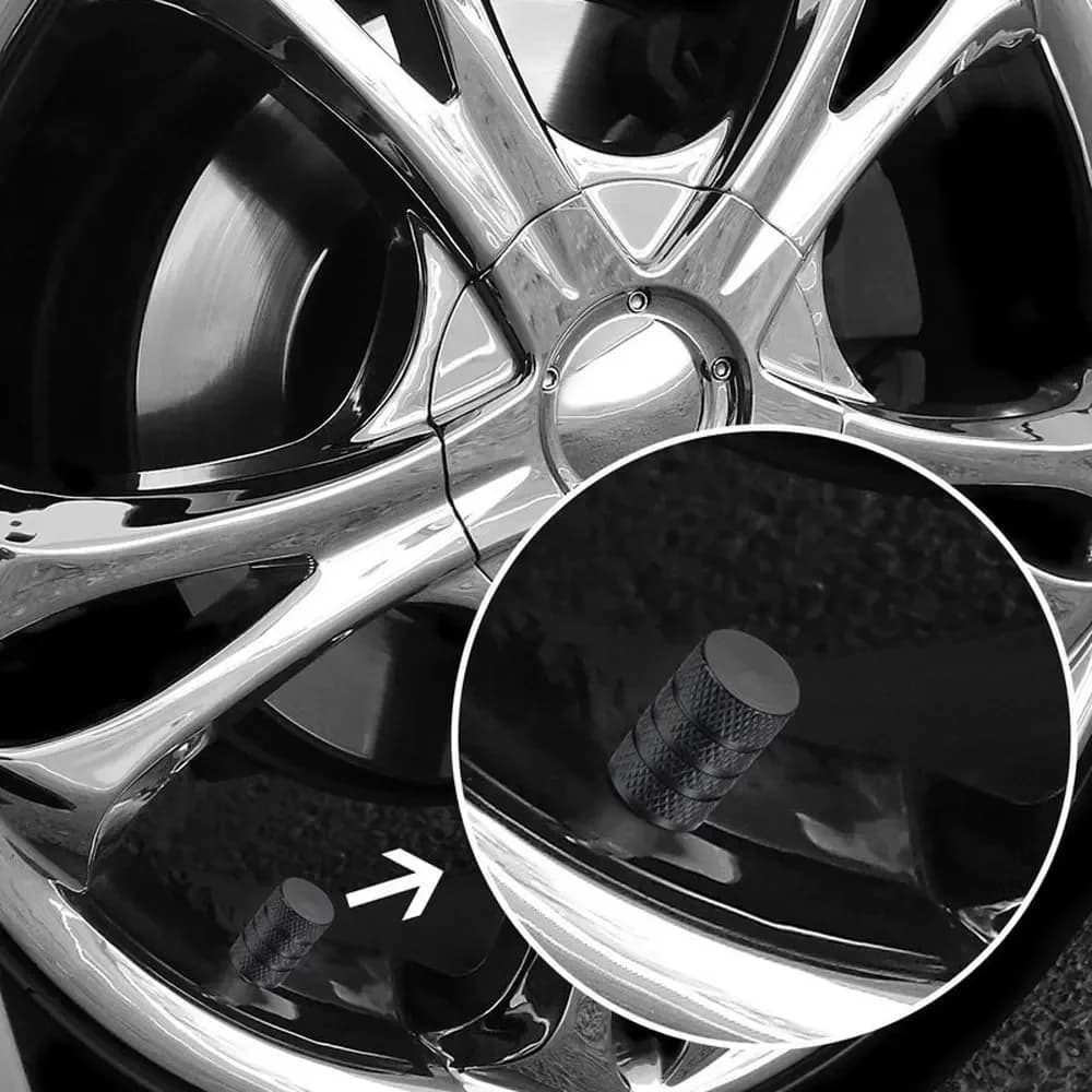 4 Pezzi Tappi Valvola Universali in Alluminio Antipolvere per Ruote Auto Moto Bici, Protezione Nucleo Valvola, Accessori