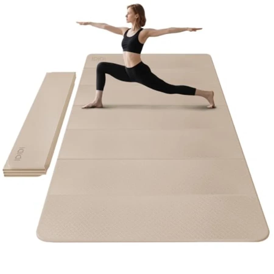 Tappetino Yoga Pieghevole Extra Spesso e Grande 188,9 cm x 119,9 cm x 1 cm, Tappetino Fitness e Pilates Leggero Antiscivolo su Entrambi i Lati, Spessore 10 mm