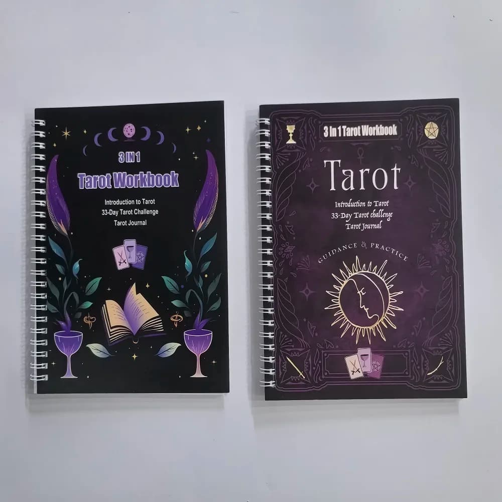 Quaderno di esercizi del tarocchi guidato 3 in 1 per principianti Introduzione al tarocchi Libro inglese del diario della sfida del tarocchi di 33 giorni