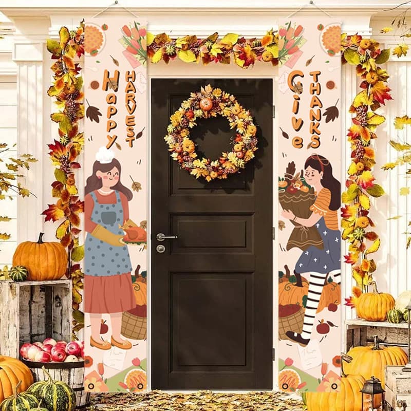 Thanksgiving Party Distic Turkey Day Flag, Outdoor Door Decoration, Polyester Tent, Hanging Flag, Wholesale, New