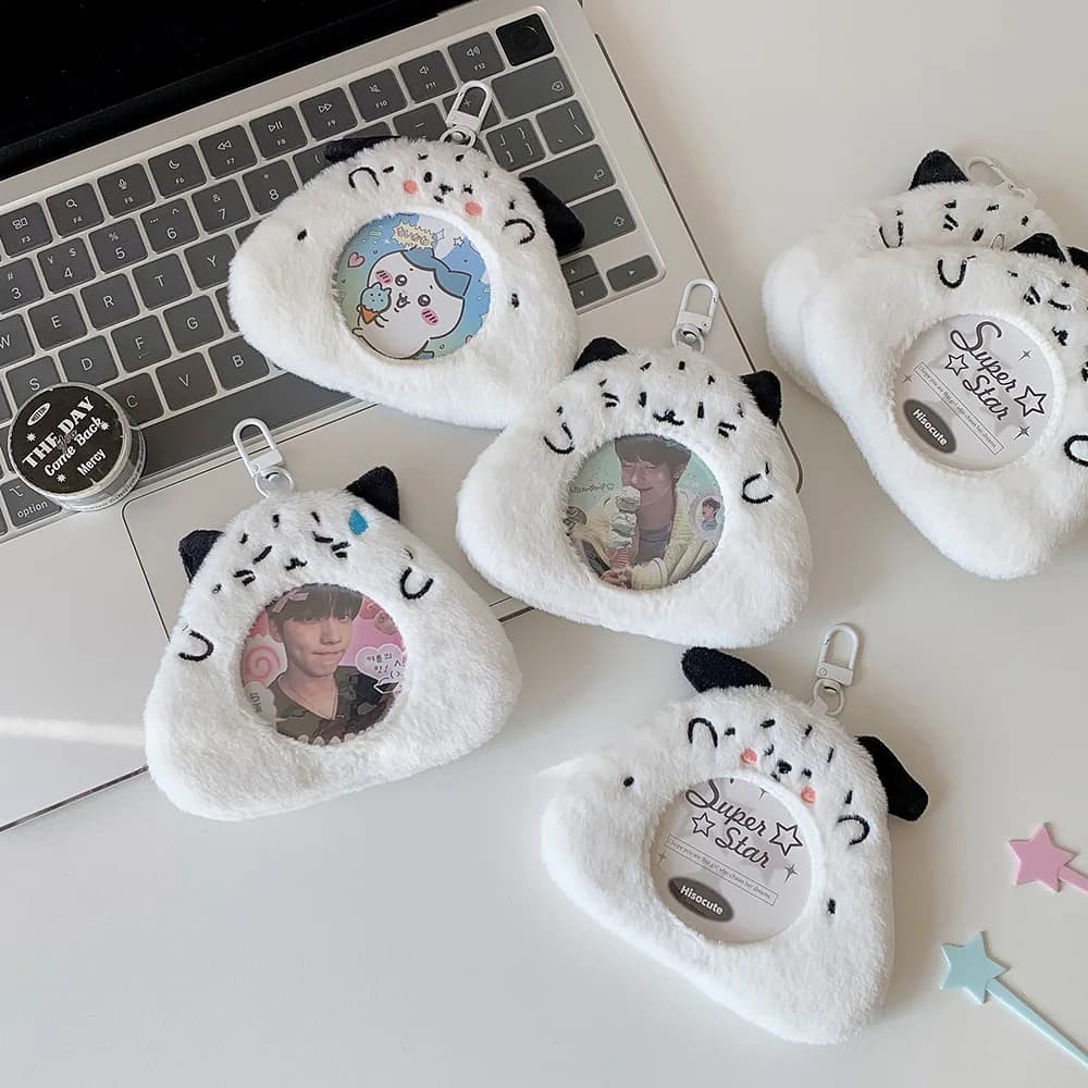 Porta carte di badge per cani con palla di riso di cartone animato Kawaii Custodia protettiva per foto per studenti di moda Ciondolo decorativo per borsa per ragazza carina