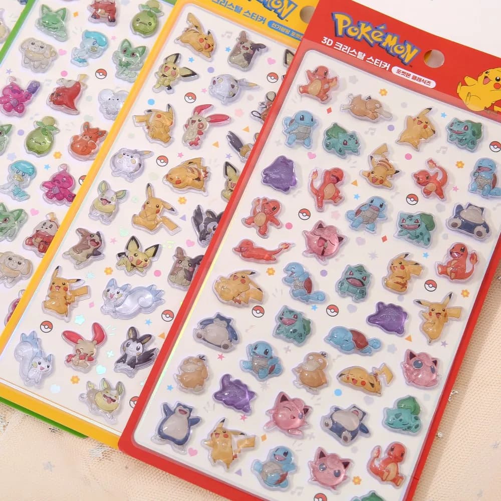 Adesivi Pokémon Pikachu Kawaii 3D Trasparenti in Gelatina per Quaderni, Telefoni e Giocattoli Fai-da-Te