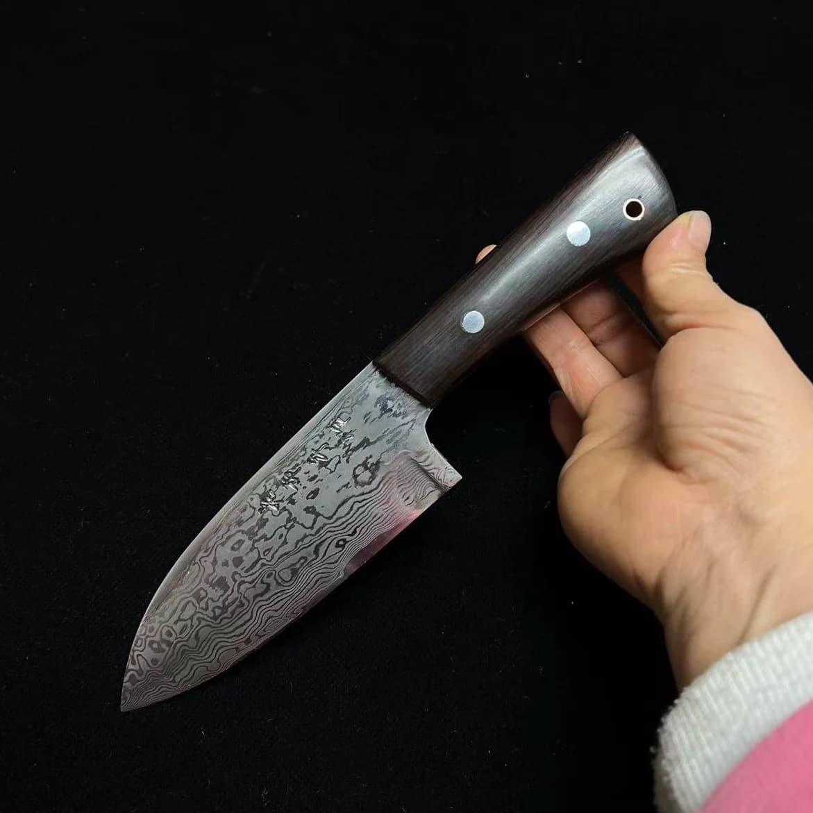 Coltello tritatutto da 5 pollici BG42 Coltelli da cucina damascati forgiati fatti a mano con nucleo in acciaio speciale aeronautico per barbecue resistenti alla ruggine