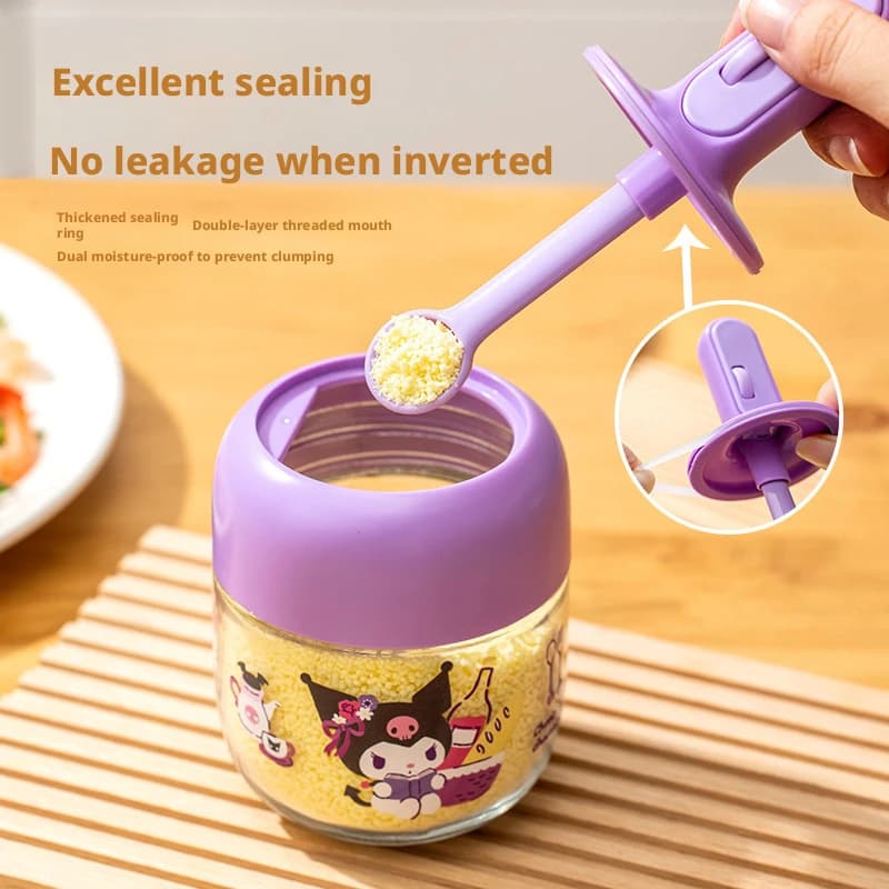 Hello Kitty Seasoning Jar, airtight, moisture-proof, with a spoon, suitable for storing seasonings in the kitchen and for everyd