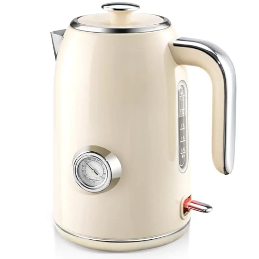 1.7L Stainless Steel Electric Kettle with Temperature Indicator, 1500W, LED Light, Without BPA, Automatic Switching