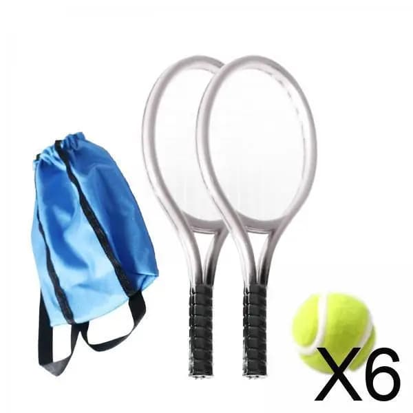Set di 6 mini racchette da tennis e palline, decorazione mini tennis, kit da tennis in miniatura per adulti