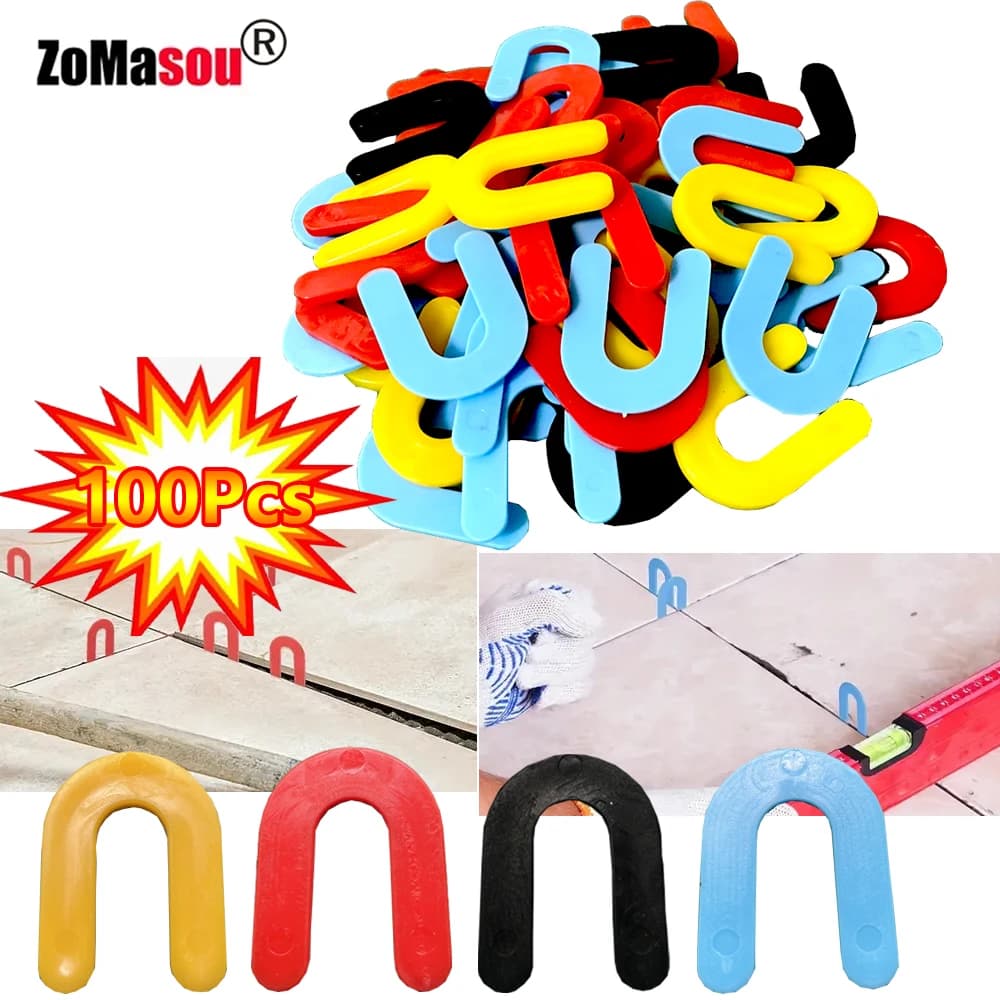 100/200 Pz Nuovo Spessori di Plastica Riutilizzabili A Ferro di Cavallo A Forma di U Distanziatori per Piastrelle Sistema di Livellamento In Ceramica Livellamento Pavimento parete Piastrelle Gap Strumenti