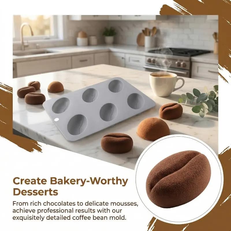 6/28 Cavity Coffee Bean Silicone Mold DIY Mousse Pastry Cake Decor Baking Tool