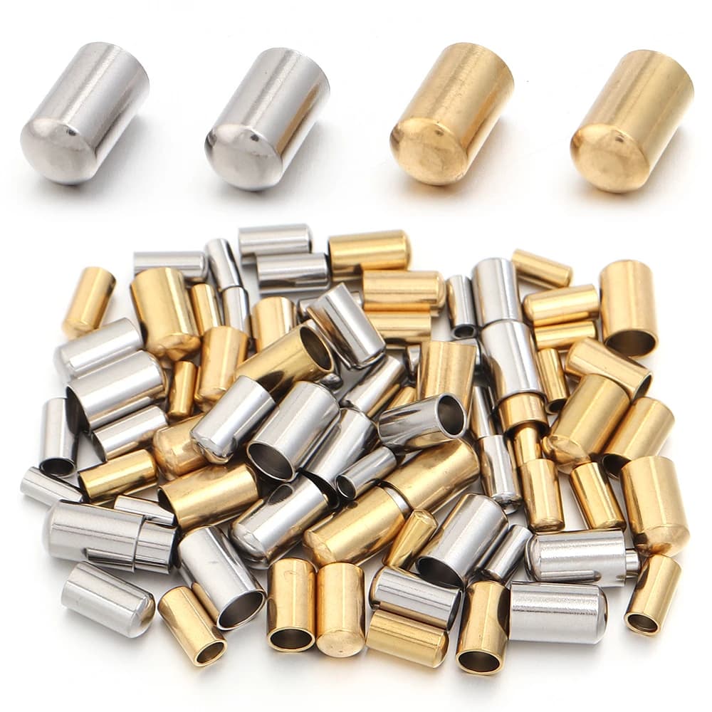 10-20 pz/lotto Terminali a crimpare in acciaio inossidabile per cordino, per collane e bracciali fai da te in pelle, accessori per la creazione di gioielli