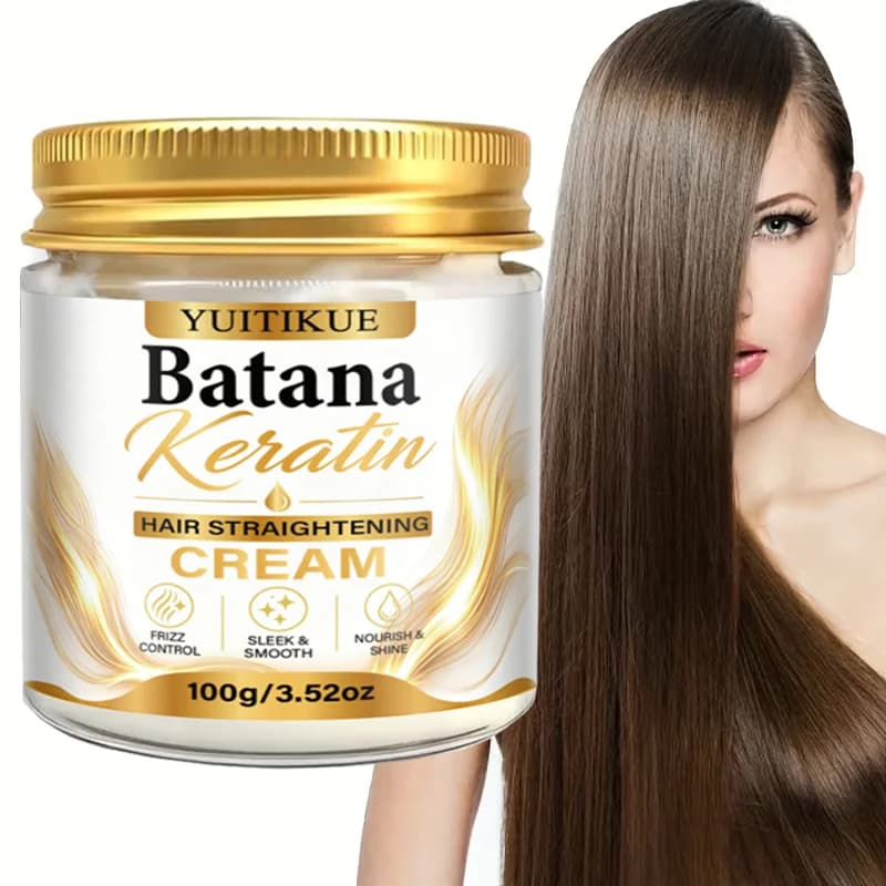 YUITIKUE Batana Keratin Hair Straightening Cream Hydrating Anti‑Frizz Make Hair Silky & Full Shiny Look