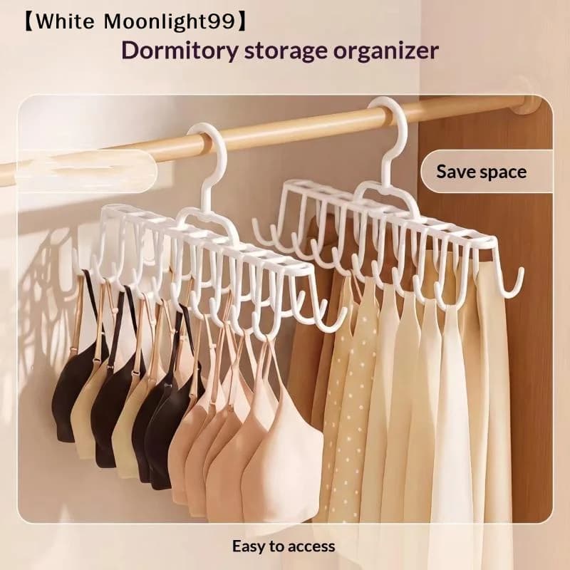 New Multifunctional Multiple Suspender Hanger Underwear Vest Bag Storage Dorm Wardrobe Hook Rack〔White〕